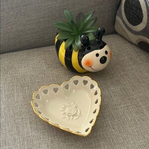 Lenox  Heart Trinket Dish with Gold Trim